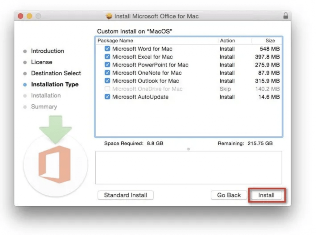 can microsoft office for windows be installed on a mac